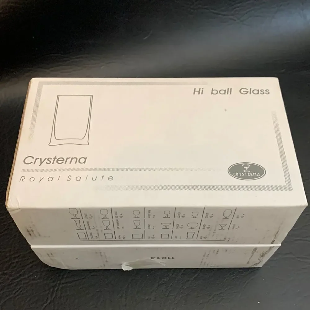 Bangkok Crystal Crysterna Royal Salute Hi Ball Glass Thailand Box 6 10 2/10 Oz